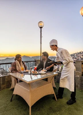 outdoor dining at legacy bridge view shimla